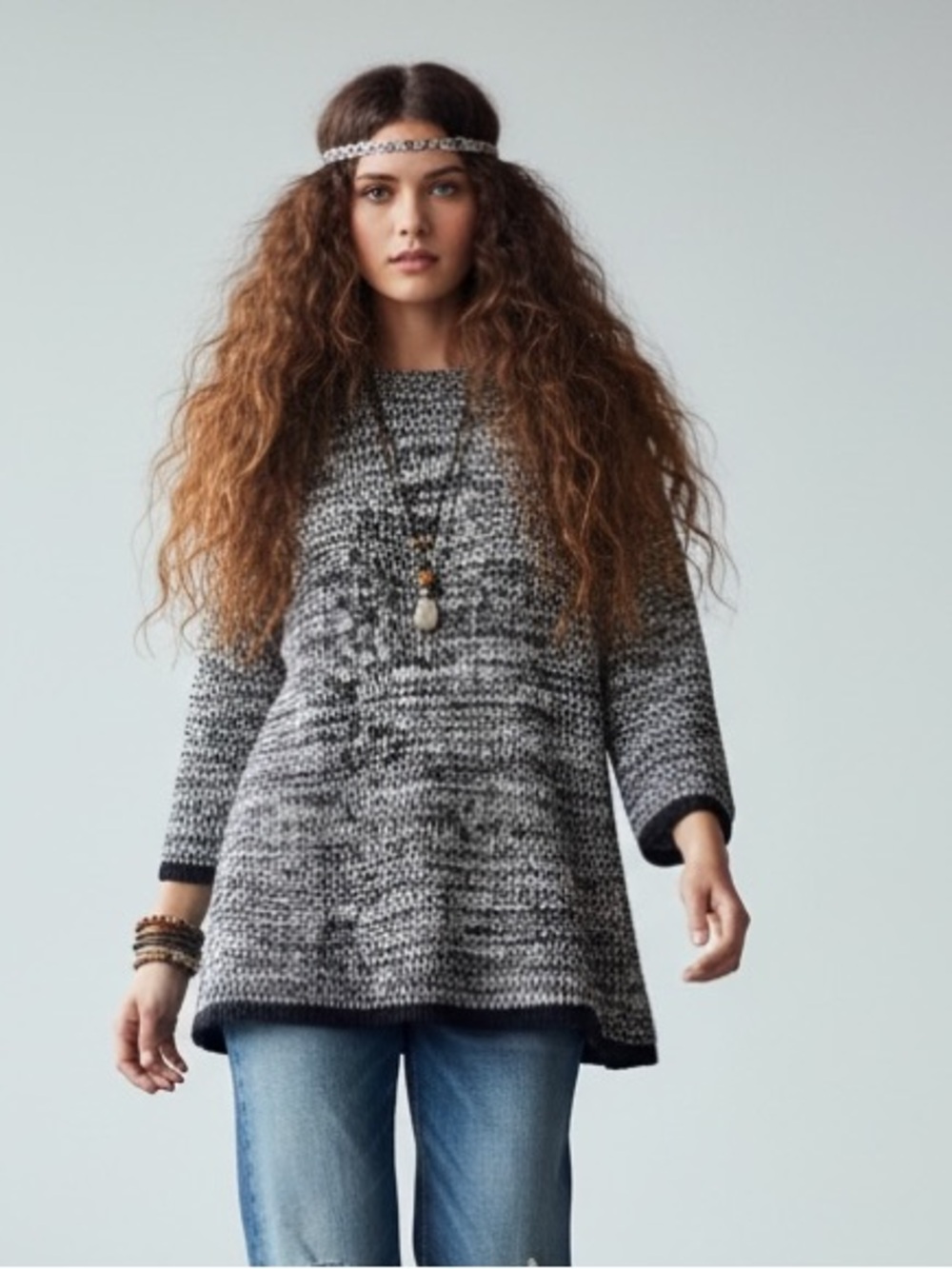 Cotton Ginny Marled Knit Crewneck Sweater - Size M